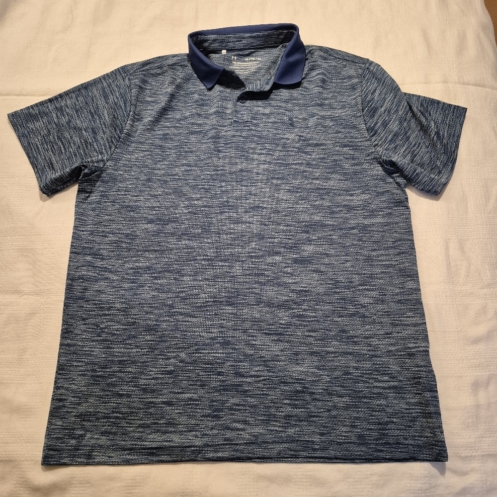 Under Armour men's XL The Performance Polo heather blue EUC